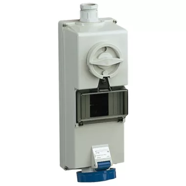 SCHNEIDER 82766 ISOBLOCK Wall-mounted, lockable socket, 2P + F, 6h, 32A, 250V, IP65, with DIN rail, 144mm SCHNEIDER 82766 ISOBLOCK Wall-mounted, lockable socket, 2P + F, 6h, 32A, 250V, IP65, with DIN rail, 144mm