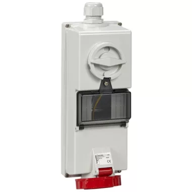SCHNEIDER 82770 ISOBLOCK Wall-mounted, lockable socket, 3P + F, 6h, 32A, 415V, IP65, with DIN rail, 144mm SCHNEIDER 82770 ISOBLOCK Wall-mounted, lockable socket, 3P + F, 6h, 32A, 415V, IP65, with DIN rail, 144mm