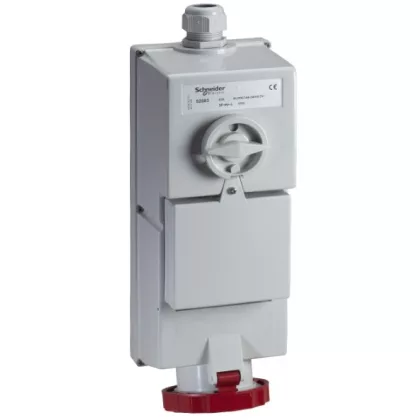 SCHNEIDER 82883 ISOBLOCK Falra szerelhető, reteszelhető aljzat, 3P+N+F, 6h, 63A, 415V, IP65, védelem nélkül