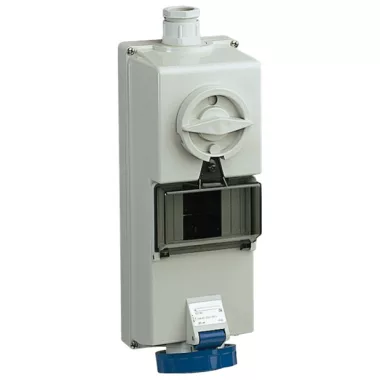 SCHNEIDER 83791 ISOBLOCK Wall-mounted, lockable socket, 2P + F, 6h, 32A, 250V, IP65, with DIN rail SCHNEIDER 83791 ISOBLOCK Wall-mounted, lockable socket, 2P + F, 6h, 32A, 250V, IP65, with DIN rail