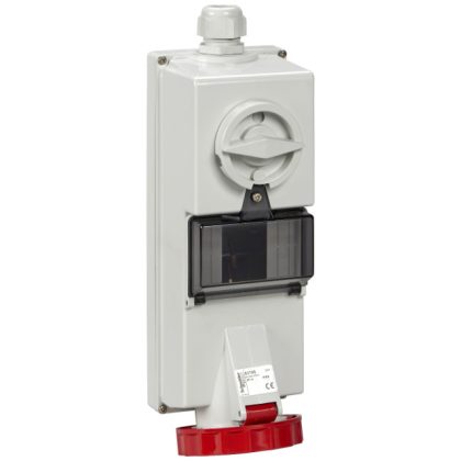   SCHNEIDER 83796 ISOBLOCK Wall-mounted, lockable socket, 3P + N + F, 6h, 32A, 415V, IP65, with DIN rail