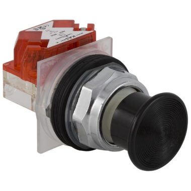 SCHNEIDER 9001KR24BH13 Gombafejű nyomógomb, 1NO+1NC, fekete