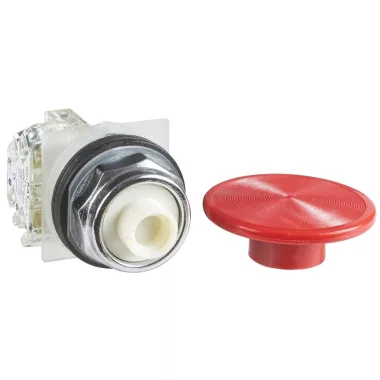 SCHNEIDER 9001KR25RH13 Gombafejű nyomógomb, 1NO+1NC, piros