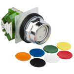   Schneider Electric 9001KR2UH5 Harmony 30 mm Octagonal Recessed, 7 colours choice Chromium plated metal Push Button Non-Illuminated 1 NO Modular Complete Assembly