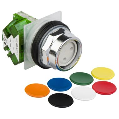 Schneider Electric 9001KR2UH5 Harmony 30 mm Octagonal Recessed, 7 colours choice Chromium plated metal Push Button Non-Illuminated 1 NO Modular Complete Assembly
