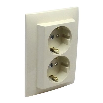 Efapel 90332_CMF gyerekzáras dupla dugalj, elefántcsont