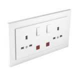   efapel 90343_CBR Komplett dupla csatlakozóaljzat visszajelzővel (brit típusú) fehér