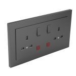   efapel 90343_CIS Komplett dupla csatlakozóaljzat visszajelzővel (brit típusú) szürke