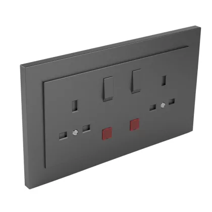   efapel 90343_CIS Komplett dupla csatlakozóaljzat visszajelzővel (brit típusú) szürke