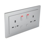   efapel 90344_CAL Komplett dupla csatlakozóaljzat (brit típusú) alumínium