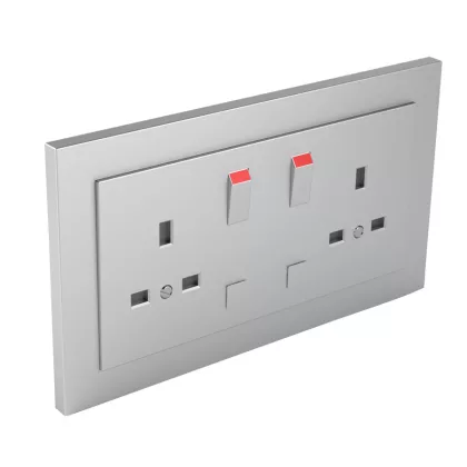   efapel 90344_CAL Komplett dupla csatlakozóaljzat (brit típusú) alumínium