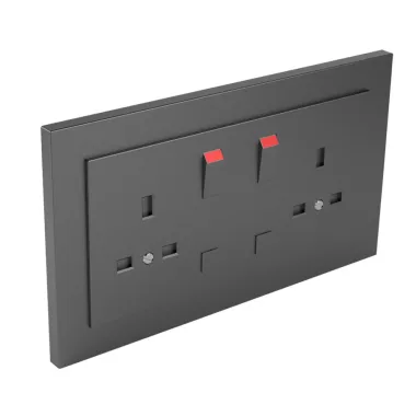 efapel 90344_CIS Komplett dupla csatlakozóaljzat (brit típusú) szürke