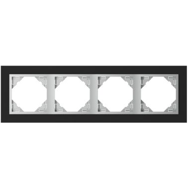 Efapel 90940_TEA Crystal Négyes keret, fekete kristály/alumínium