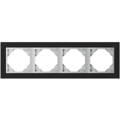   Efapel 90940_TEA Crystal Négyes keret, fekete kristály/alumínium