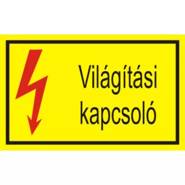 "Világítási kapcsoló" öntapadó felirat, sárga, 95x60mm