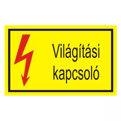   "Világítási kapcsoló" öntapadó felirat, sárga, 95x60mm