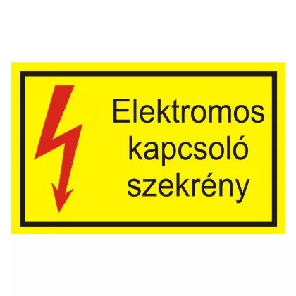   "Elektromos kapcsolószekrény" öntapadó felirat, sárga, 95x60mm