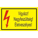   "Vigyázz! 400V Életveszélyes!" öntapadó felirat, sárga, 95x60mm
