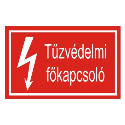   "Tűzvédelmi főkapcsoló" öntapadó felirat, piros, 95x60mm