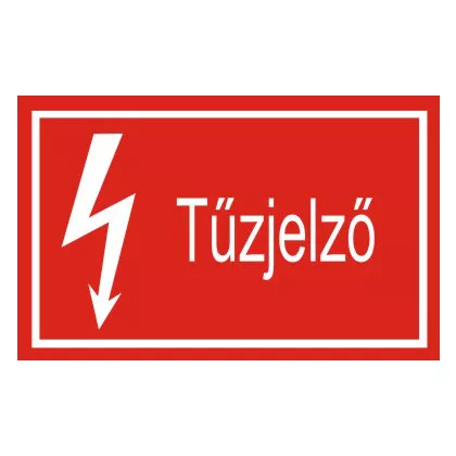 "Tűzjelző" öntapadó felirat, piros, 95x60mm