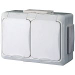   GAO 9854H "It water" dupla csapófedeles dugalj, 230V, 16A, IP54, fehér