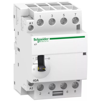   SCHNEIDER A9C21844 ACTI9 iCT40A kézi vezérlésű kontaktor, 50Hz, 4NO, 220-240 VAC