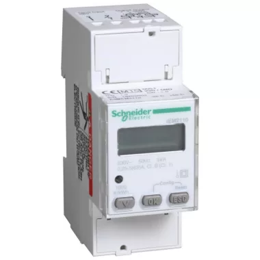 SCHNEIDER A9MEM2110 iEM2110 1 fázisú fogyasztásmérő 63A kijelzővel, kWh és kvarh impulzus kimenet 2 tarifa, 4 negyedes fogyasztásmérés, MID