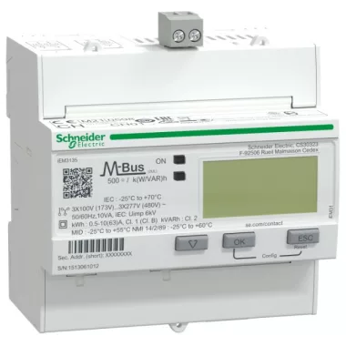 SCHNEIDER A9MEM3135 Digitális fogyasztásmérő,3F,63A,M-Bus,MID