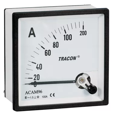 TRACON ACAM72-10 Analóg váltakozó áramú ampermérő közvetlen méréshez 72×72mm, 10A AC