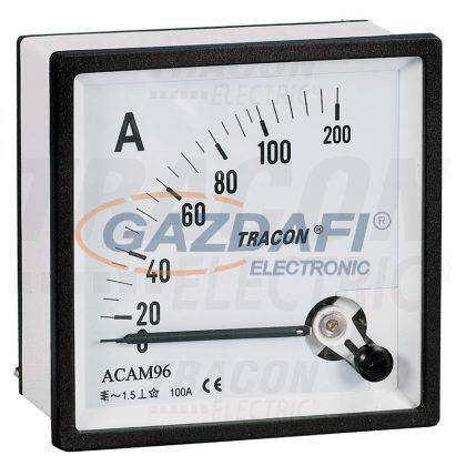   TRACON ACAM72-50 Analóg váltakozó áramú ampermérő közvetlen méréshez 72×72mm, 50A AC