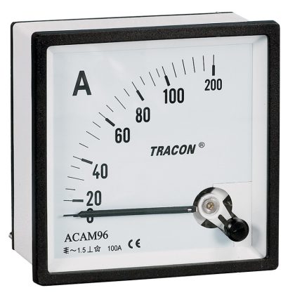 TRACON ACAM96-10 Analóg váltakozó áramú ampermérő közvetlen méréshez 96×96mm, 10A AC