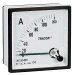 TRACON ACAM96-5 Analóg váltakozó áramú ampermérő közvetlen méréshez 96×96mm, 5A AC