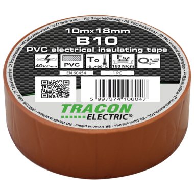 TRACON B10 Szigetelőszalag, barna 10m×18mm, PVC, 0-90°C, 40kV/mm