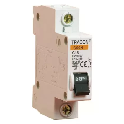 TRACON C60N 1P 4A B Kismegszakító, 1 pólus, B karakterisztika 4A, 6kA (C60N 1P B4A) TRACON C60N 1P 4A B Kismegszakító, 1 pólus, B karakterisztika 4A, 6kA (C60N 1P B4A)