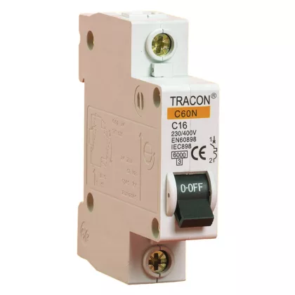 TRACON B60-50-1 Kismegszakító, 1 pólus, B karakterisztika 50A, 4,5kA TRACON B60-50-1 Kismegszakító, 1 pólus, B karakterisztika 50A, 4,5kA