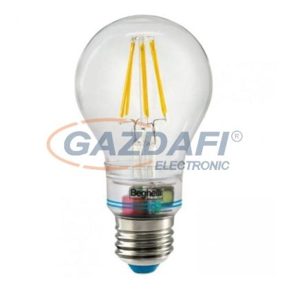   Bec Led BEGHELLI BE-56305 Zafiro A60 LED  filament, E27, 6W, 810Lm, 230V, 2700K, 827, transparent