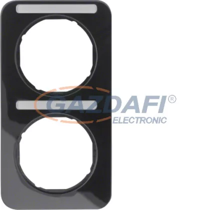   BERKER 10122125 2-es keret, feliratozható, függőleges, Berker R.1 fényes fekete; 80,7mm x 151,7mm