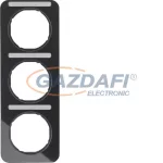   BERKER 10132125 3-as keret, függőleges, feliratozható, Berker R.1, fényes fekete; 222,7mm x 80,7mm