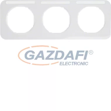 BERKER 10132179 3-as keret, vízszintes, feliratozható, Berker R.1, fényes fehér; 222,7mm x 80,7mm