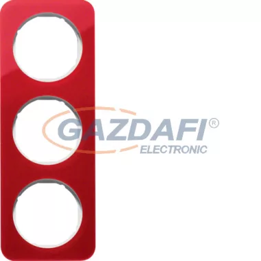 BERKER 10132349 3-as keret , univerzális, piros akril/fehér, R.1; 223,2mm x 81,2mm