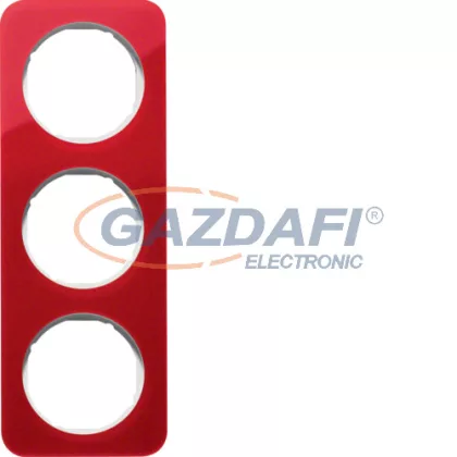   BERKER 10132349 3-as keret , univerzális, piros akril/fehér, R.1; 223,2mm x 81,2mm