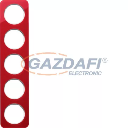   BERKER 10152349 5-ös keret , univerzális, piros akril/fehér, R.1; 365,2 mm x 81,2mm