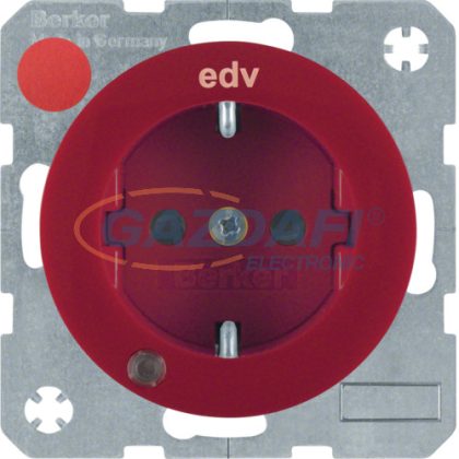   BERKER 41102022 süllyesztett kontrollámpás dugalj, fokozott érintésvédelemmel, fényes vörös, R.1/R.3, 250V, 16A