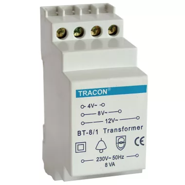 TRACON BT-8/1 Biztonsági (csengő) transzformátor 230V / 4-8-12V AC, max.8 VA