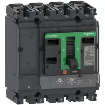   SCHNEIDER C10N6TM016 kompakt megszakító NSX100N, 50 kA 415 VAC, TMD kioldóegység 16 A, 4P3d