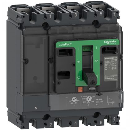SCHNEIDER C10N6TM025 kompakt megszakító NSX100N, 50 kA 415 VAC, TMD kioldóegység 25 A, 4P3d