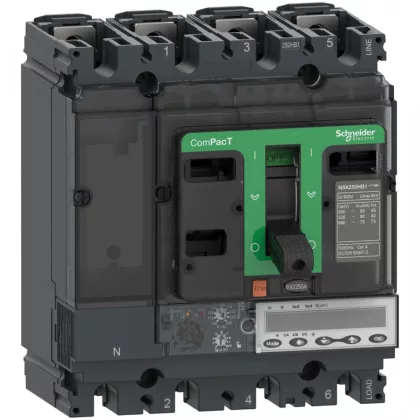   SCHNEIDER C10V46E100 kompakt megszakító NSX100HB1, 75 kA 690 VAC, MicroLogic 6.2 E kioldóegység 100 A, 4P4d