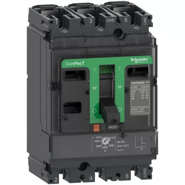 SCHNEIDER C10W3MA025 kompakt megszakító NSX100HB2, 100 kA 690 VAC, MA kioldóegység 25 A, 3P3d