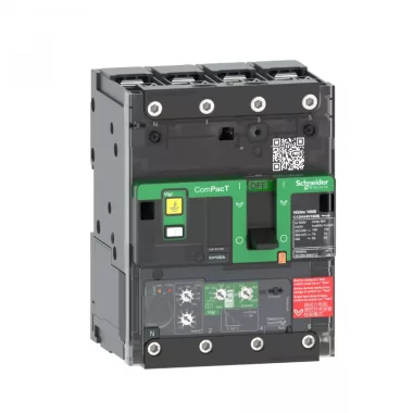 SCHNEIDER C11H44V100B kompakt megszakító NSXm H (70 kA 415 VAC), 4P 4d, 100 A beállítás Micrologic 4.1 kioldóegység, sarukkal és síncsatlakozókkal