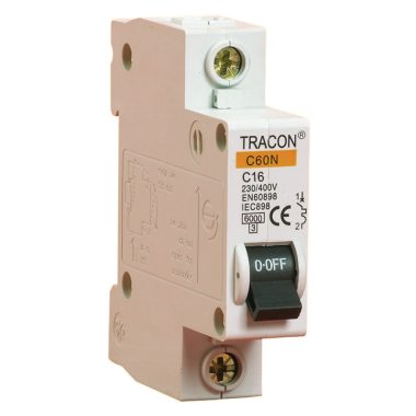 TRACON C60-32-1 Kismegszakító, 1 pólus, C karakterisztika 32A, 6kA TRACON C60-32-1 Kismegszakító, 1 pólus, C karakterisztika 32A, 6kA